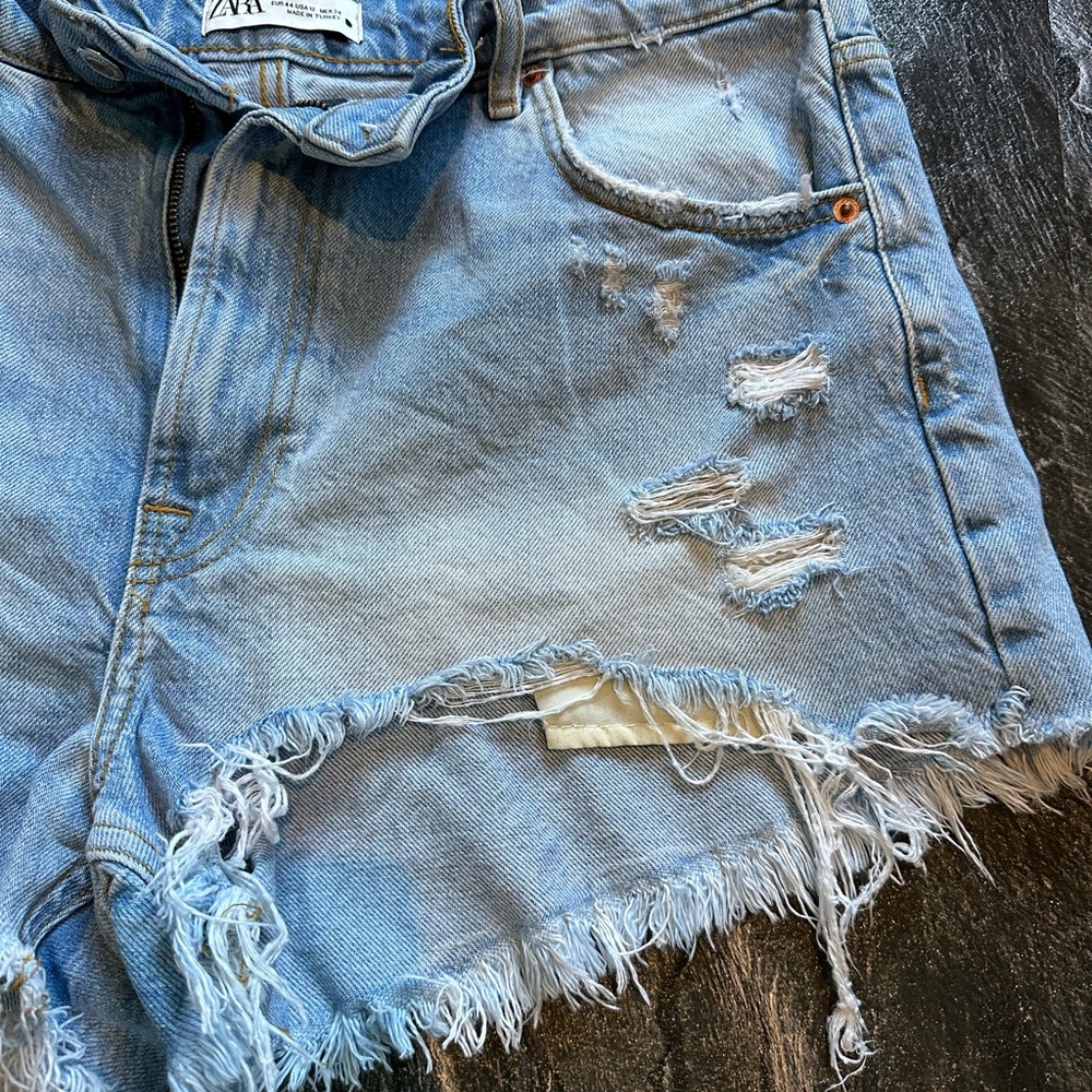 Zara High Waist Jean Shorts - Picture 2 of 10